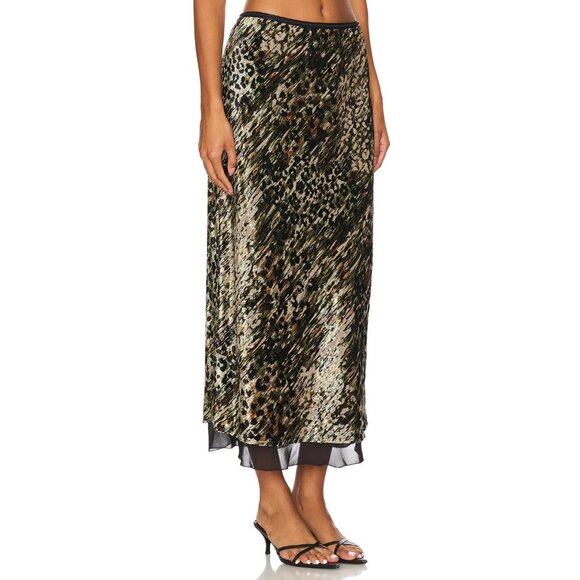 Le Superbe Velvet Underground Skirt Velvet Leopard Womens Size Large - Picture 3 of 10